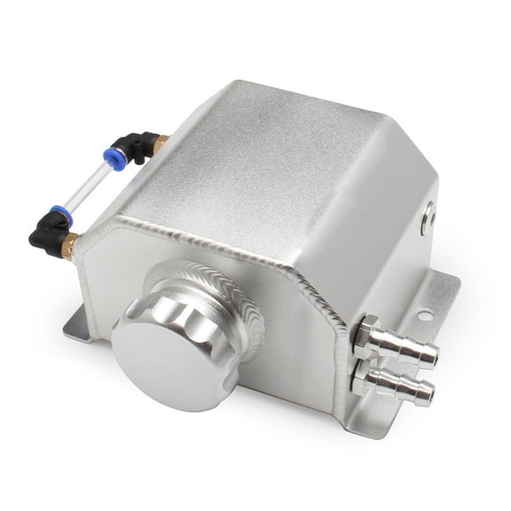 Oil Breather 1L Aluminum Coolant Overflow Tank, Universal Engine Coolant Reservoir with Drain Plug and Level Indicator for Most Vehicles Radiator Coolant Overflow Tanks Oil Tank