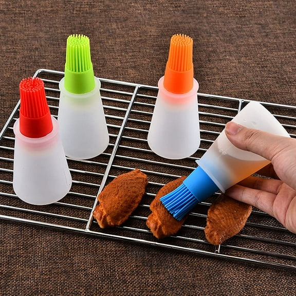 Oil Brush Bottle,5PCS Oil Bottle Brush BBQ/Pastry Basting Brushes,Silicone,Cooking Grill Barbecue Baking Pastry Oil/Honey/Sauce Bottle Brush (Red,Green,Blue,Orange,Pink)