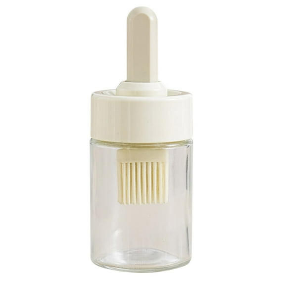 Oil Brush Bottle for Cooking | Retractable Spring Basting Brush, Easy-Control Oil Dispenser, Wide Mouth, Dishwasher Safe, Leakproof, 1 Piece, Silicone Bristles