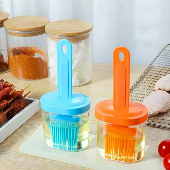 Oil Brush Bottle Set-Dip&Squeeze Mode Oil Bottle and Brush, Barbecue Brush, Kitchen Oil Bottle Brush Kitchen Tool, Oil Spray Dispenser with Brush for Cooking Baking ,pink