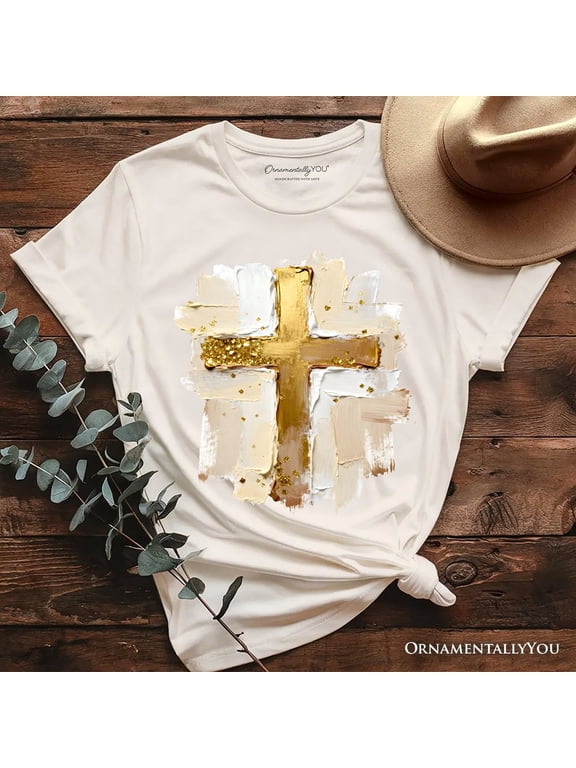 Oil Brushstroke Cross T-Shirt, Christian Faith Jesus Easter Tee