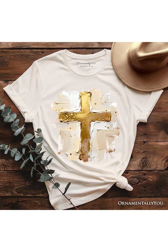 Oil Brushstroke Cross T-Shirt, Christian Faith Jesus Easter Tee
