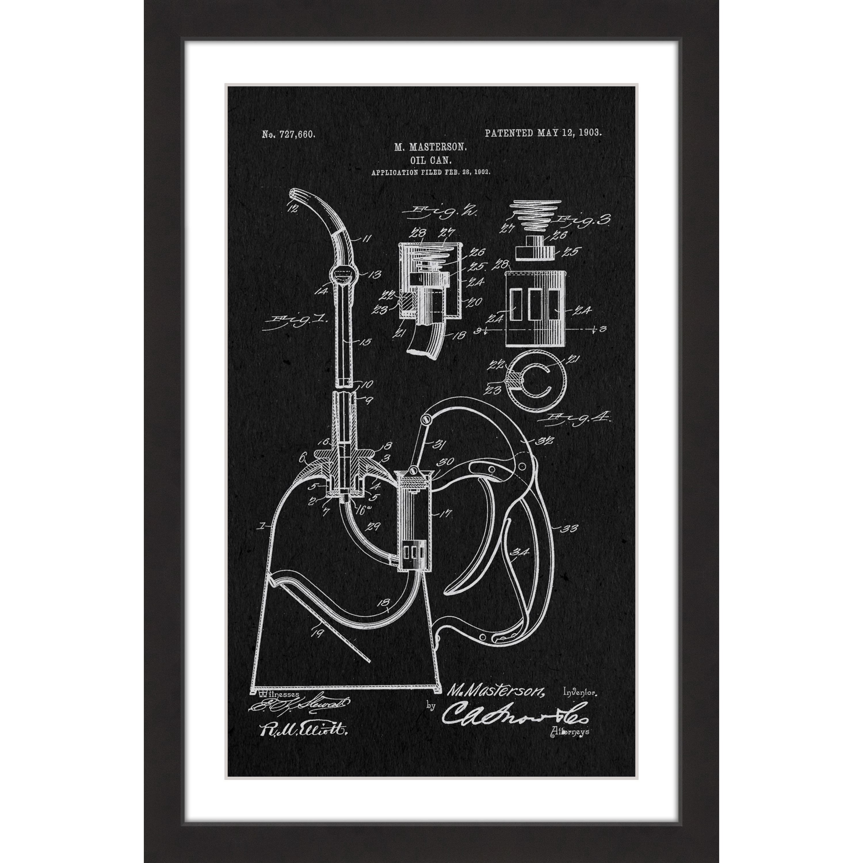 "Oil Can 1903 Black Paper" Framed Painting Print