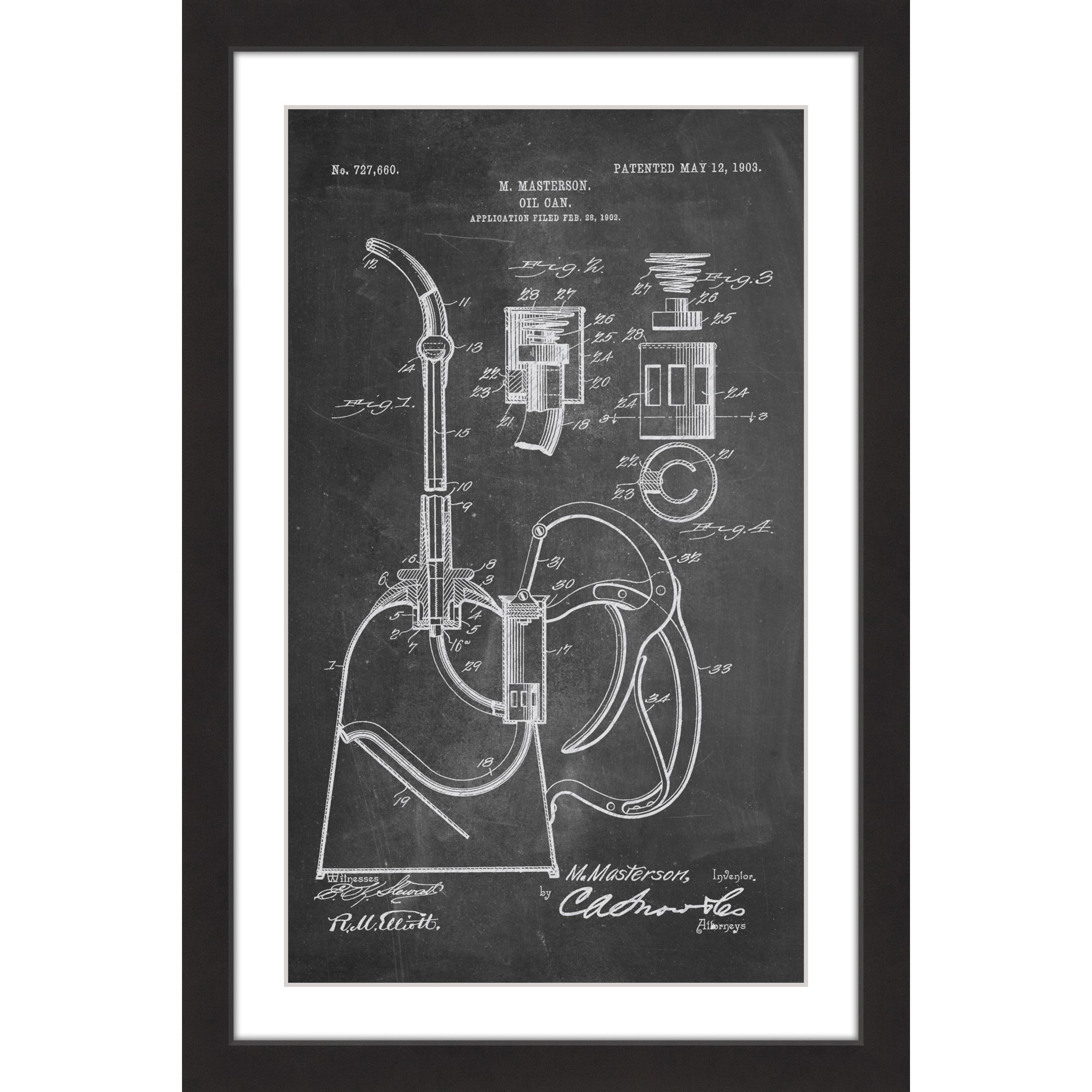 "Oil Can 1903 Chalk" Framed Painting Print