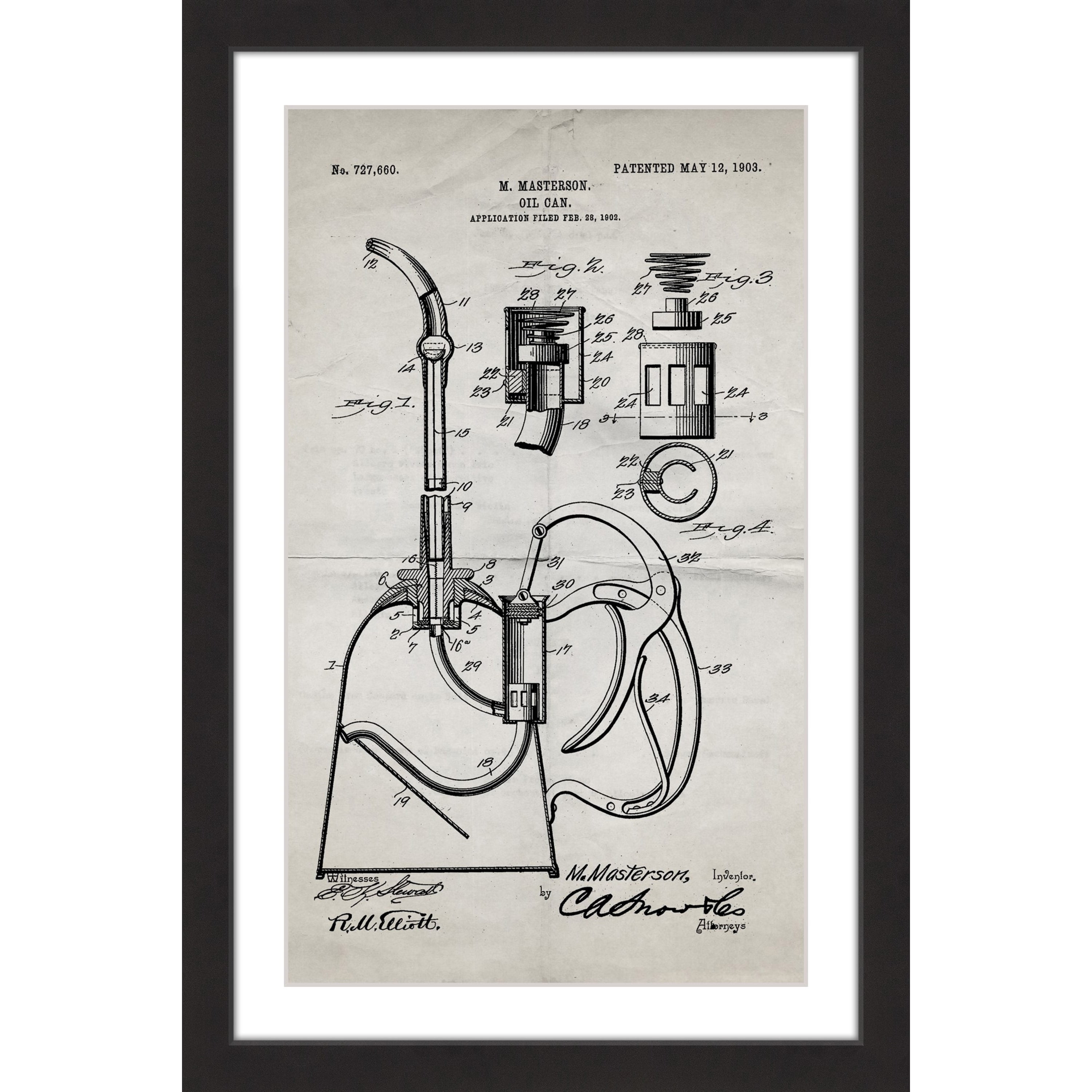 "Oil Can 1903 Old Paper" Framed Painting Print