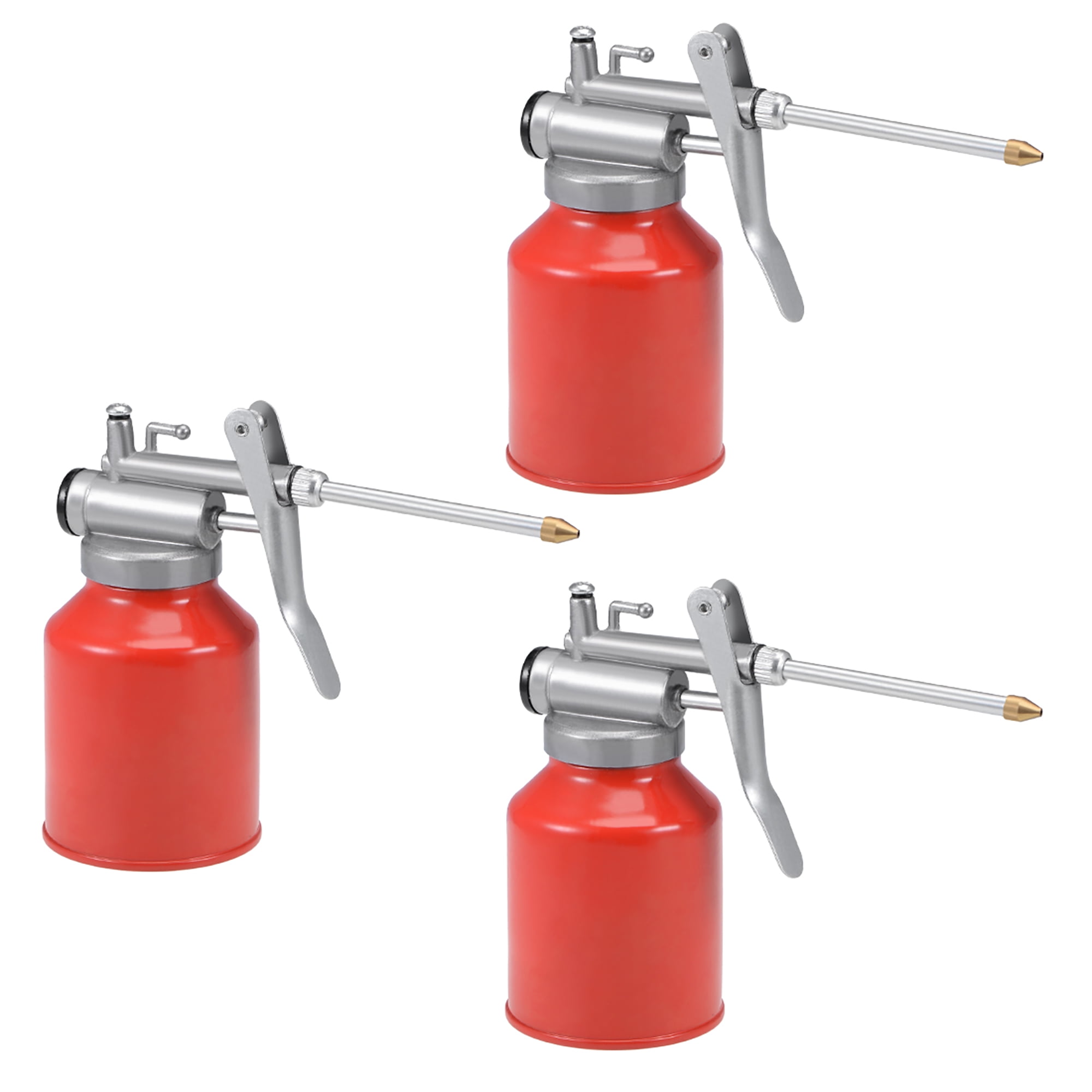 Oil Can Pump Oiler,250ML Metal High Pressure Lubrication Bottle Manual Oil  Gun With Rigid Spout Thumb Pump Tool Red 3Pcs 