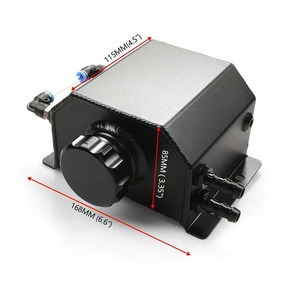 Oil Catch Can 1L Aluminum Coolant Overflow Tank, Universal Engine Coolant Reservoir with Drain Plug and Level Indicator for Most Vehicles Radiator Coolant Overflow Tanks Oil Tank