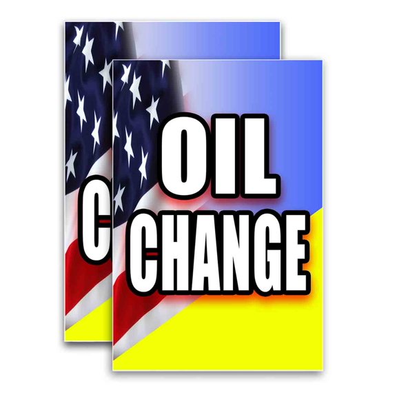 Oil Change (24" X 36") Vinyl Decal Only (Pack of 2) |Sign|Sticker|Poster