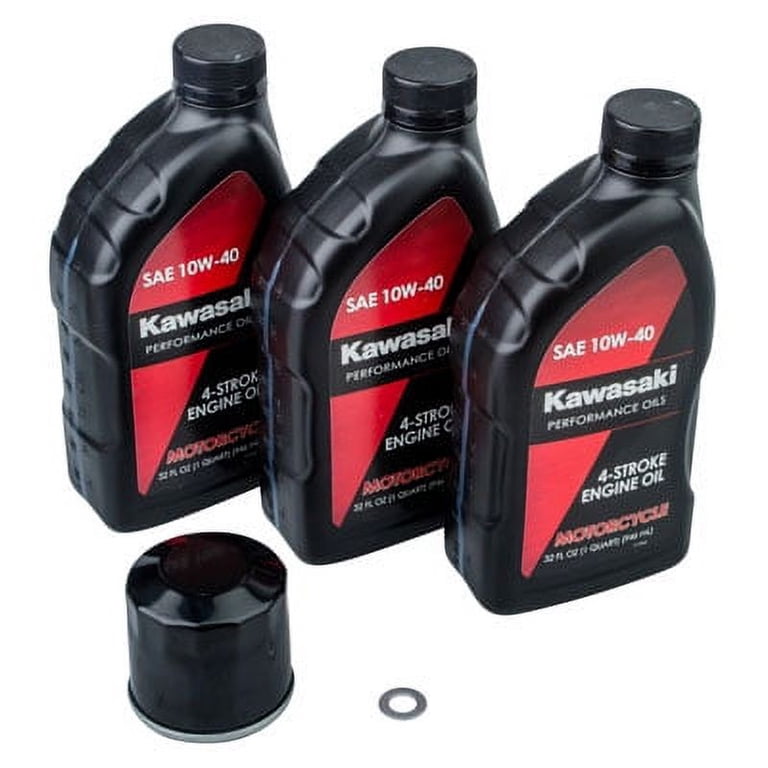 Kawasaki オイルメンテナンスキット 10W-40（4本セット） Oil Change Kit With Kawasaki 10W-40 For Kawasaki - Walmart.com