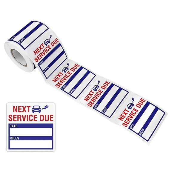 Oil Change Stickers 2x2" Service Stickers, Maintenance service expires reminder waterproof stickers