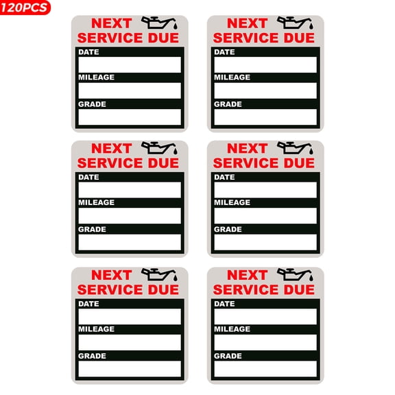 Oil Change Stickers Static Cling, 120pcs 2x2 in for Car Windshield | Clear No Residue Oil Change Reminder Sticker for Windshield, Next Service Due Labels for Car Auto Vehicle Window
