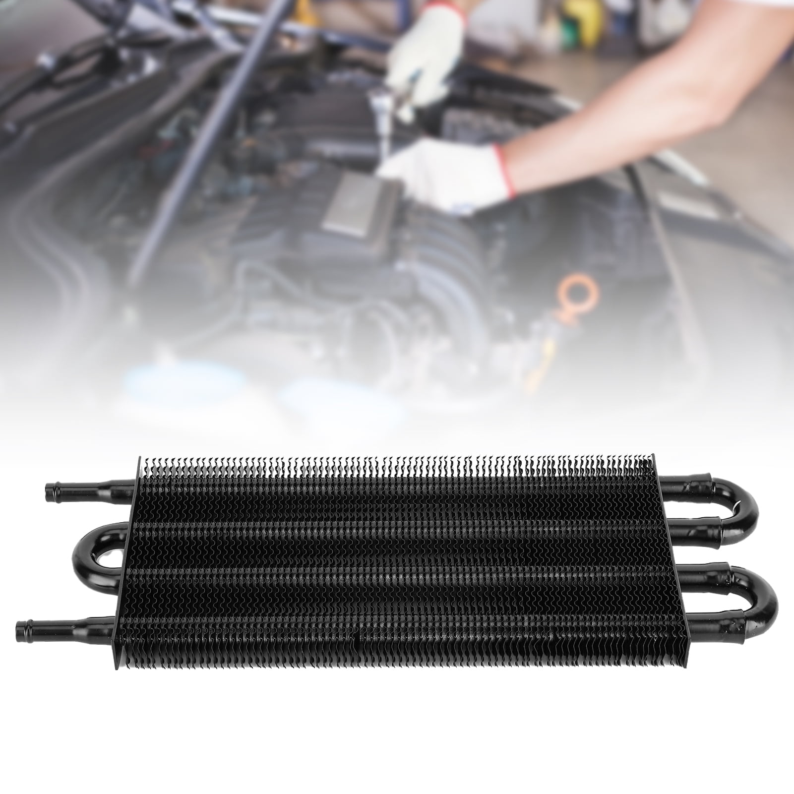 Oil Cooler, 4Rows Aluminum Universal Engine Oil Cooling, Black Pratical