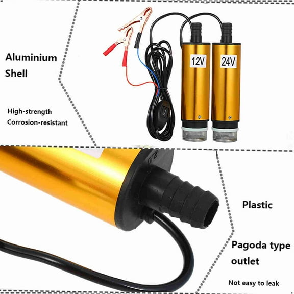 Oil DC 12V/24V Submersible Pump For Pumping Diesel Oil Water 51mm Water Oil Diesel Fuel Transfer Pump Refueling With Fliter Screen