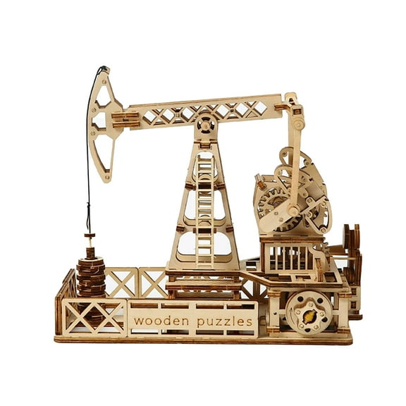 Oil Derrick 3D Wooden Puzzles for Adults to Build, DIY Oil Rig Mechanical Engineering Assembly Model Kit, Home Office Decor & Gift (186 Pieces/CK805)