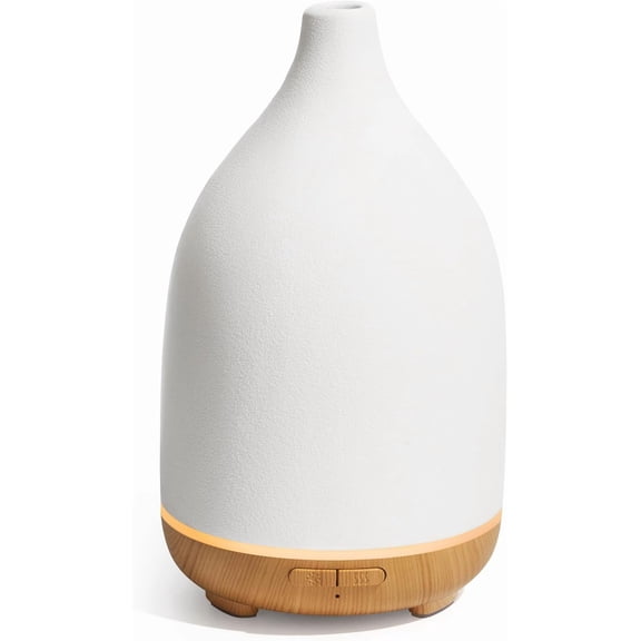 Oil Diffuser, 150ML Ceramic Diffuser for Essential Oils Handcrafted Aromatherapy Diffuser Mother's Gift Ultrasonic Cool Mist Humidifier with 2 Mist Modes Waterless Auto Off for Home, White