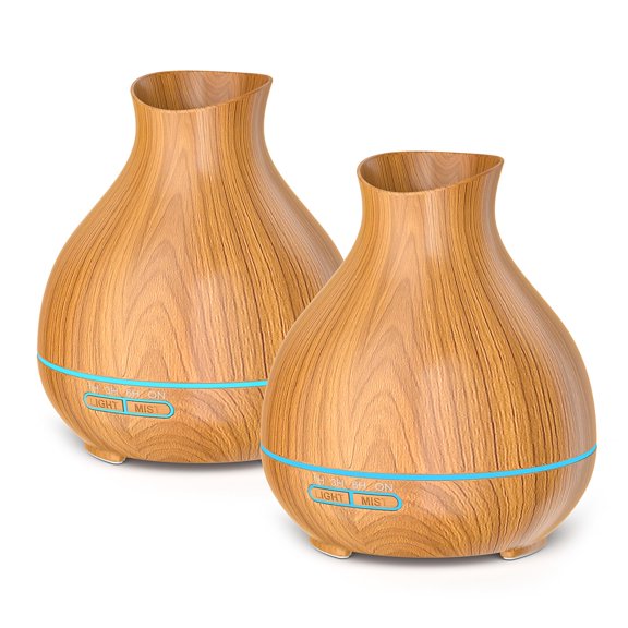 Oil Diffuser 2 Humidifier With 550ml Lasting Mist Output Waterless Auto-off Ultrasonic Diffusers 7 Color Led Lights Cool For Large Room Home
