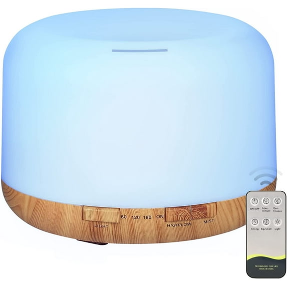 Oil Diffuser, 500ml Essential Oil Diffusers with 2 Mist Mode 4 Timers&7 ...