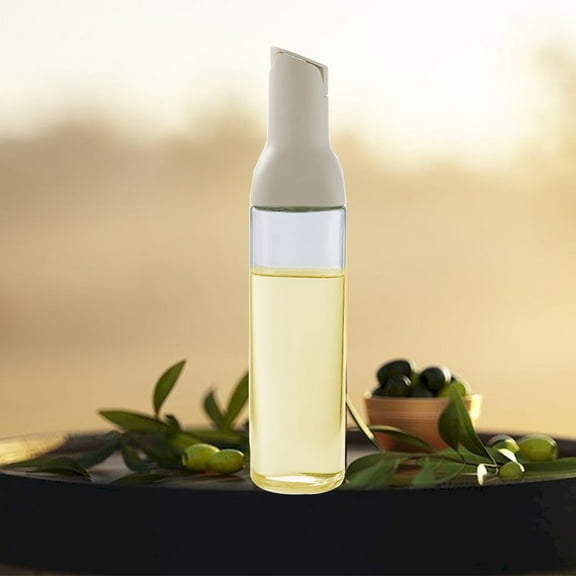 Oil Dispenser 17 Oz For Kitchen Cooking 1 Pack With Labels, Olive Oil Bottle Dispenser Auto Flip Non-Drip Oil Dispenser Bottle Wide Opening Easily Refill And Clean,Beige Glass Oil Dispenser 500ml