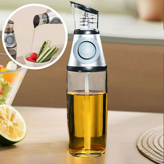 Oil Dispenser Bottle with Controllable Metering Press Type | Built-In Measurement Scale | Versatile for Oil, Soy Sauce, Vinegar | Easy Pour & Precise Measuring | Durable Safe Material | 1 Piece