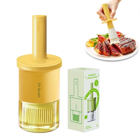 Oil Dispenser Bottle With Heat Brush Glass Kitchen Container Silicone Basting Cooking BBQ Vinegar Grill Frying