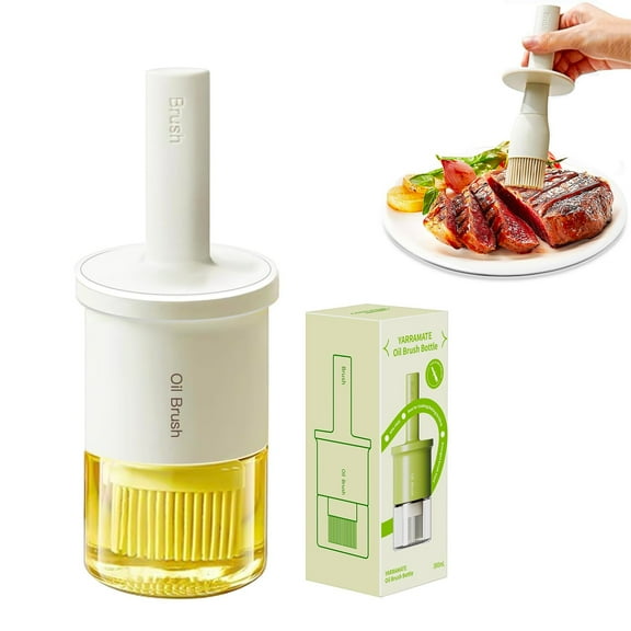 Oil Dispenser Bottle With Heat Brush Glass Oil Dispenser For Kitchen Cooking Container Featuring Silicone Basting Brush For BBQ Vinegar Frying Grill