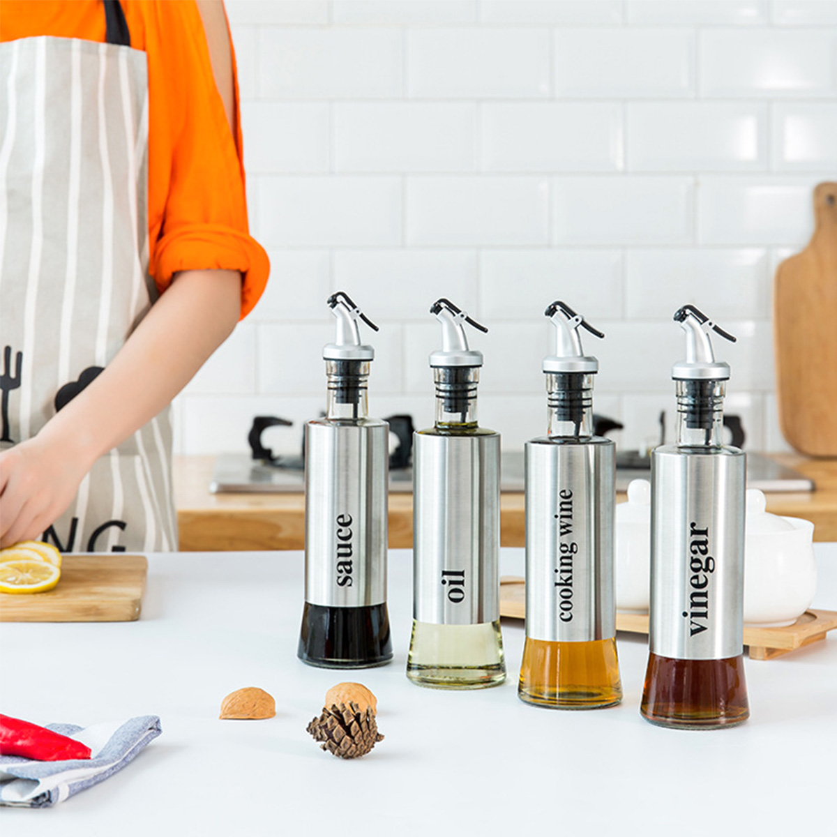 Oil Dispenser Bottles,Glass Leakproof Oil Bottle Household Soy Sauce