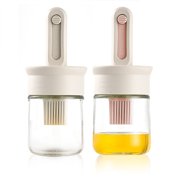 Zisqerts Glass Oil Dispenser With Brush, Leakproof Cap, 2 Pack