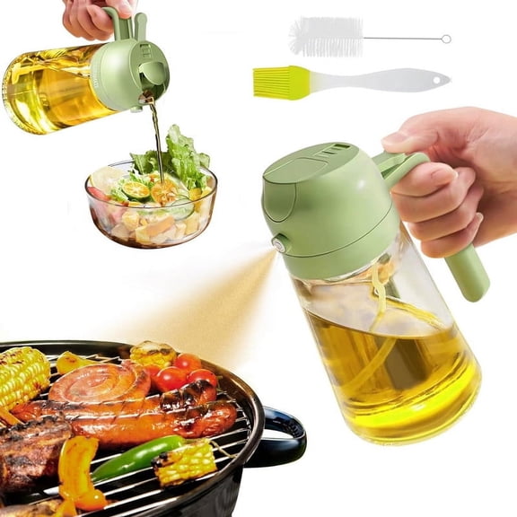 Oil Dispenser For Kitchen,470ml/ 16oz Olive Oil Spray Bottle,Oil Spray Bottle, 2 in 1 Oil Spray and Oil Container, Cooking Oil Spray Glass for Used for Air Fryer, Baking, Grilling