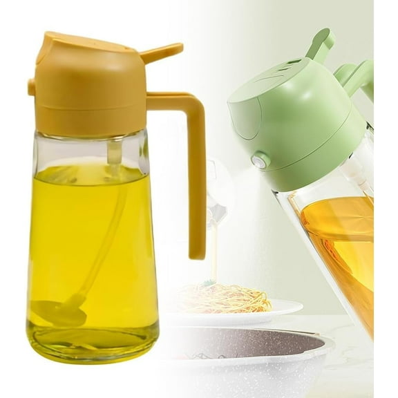 Oil Dispenser for Kitchen,Oil Sprayer for Cooking, 2 in 1 Olive Oil Dispenser Bottle for Kitchen, 17oz/500ml Premium Glass Oil Bottle for Air Fryer, Salad, Frying,BBQ(Black-500ml)
