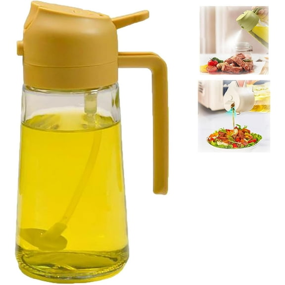 Oil Dispenser for Kitchen Spray, 2 In 1 Olive Oil Dispenser Bottle for Kitchen, Oil Dispenser Bottle Spray And Pour, 16oz/470ml Glass Oil Bottle for Air Fryer, Salad, Frying, Bbq (Green)