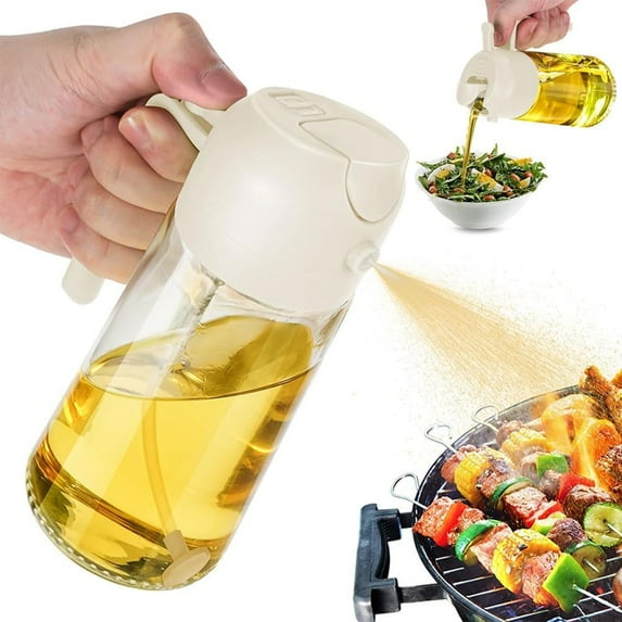 Oil Dispenser for Kitchen Spray, Oil Dispenser Bottle Spray and Pour, 2 in 1 Olive Oil Dispenser Bottle for Kitchen, 16oz/470ml Glass Oil Bottle for Air Fryer, Salad, Frying, BBQ ( Color : Black )