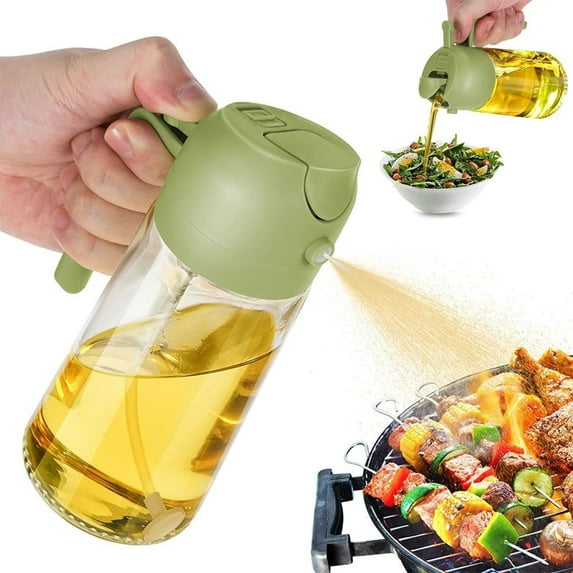 Oil Dispenser for Kitchen Spray, Oil Dispenser Bottle Spray and Pour, 2 in 1 Olive Oil Dispenser Bottle for Kitchen, 16oz/470ml Glass Oil Bottle for Air Fryer, Salad, Frying, BBQ ( Color : Black )