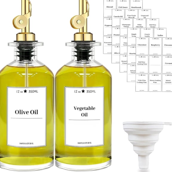 Oil Dispenser Pot 350ml with Color Spout Tilt-to-Pour for Olive Oil Vinegar
