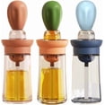 thumbnail image 1 of Oil Dispenser with Brush - 2 Pack Glass Olive Oil Dispenser Bottle with Basting Brush for Cooking Frying Baking Kitchen 180ml, T-OB21 Blue, 1 of 5