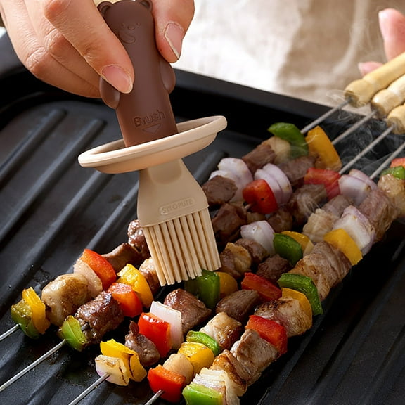 Oil Dispenser with Brush Kitchen Glass Olive Oil Dispenser with Silicone Pouring Brush for Cooking Vinegars Grills Fries Tricolor