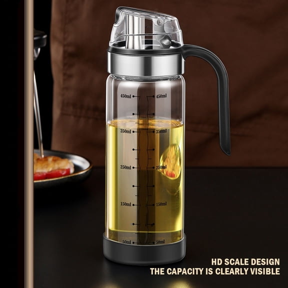 Oil Dispensing Bottles Leak-proof Glass Oil Bottle Automatic Opening And Closing Tank Meterable Kitchen Gravity Soy Sauce Vinegar Pot 450ML