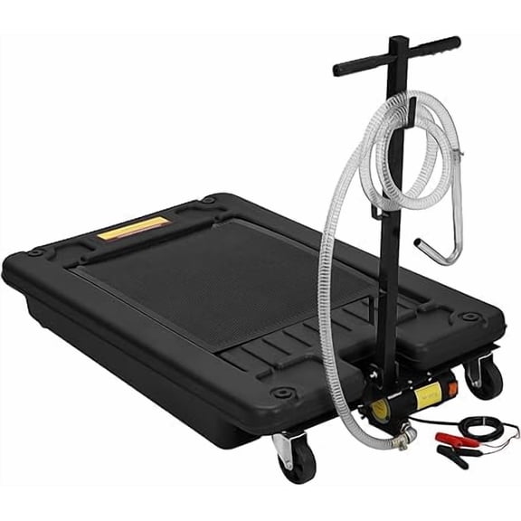 Oil Drain Pan with 12V Electric Pump 18 Gallon Oil Drain Tank, 82L Foldable T-Handle Low Profile Oil Drain Pan with 7.5ft Hose for Under Car, SUV, Truck Oil Changing