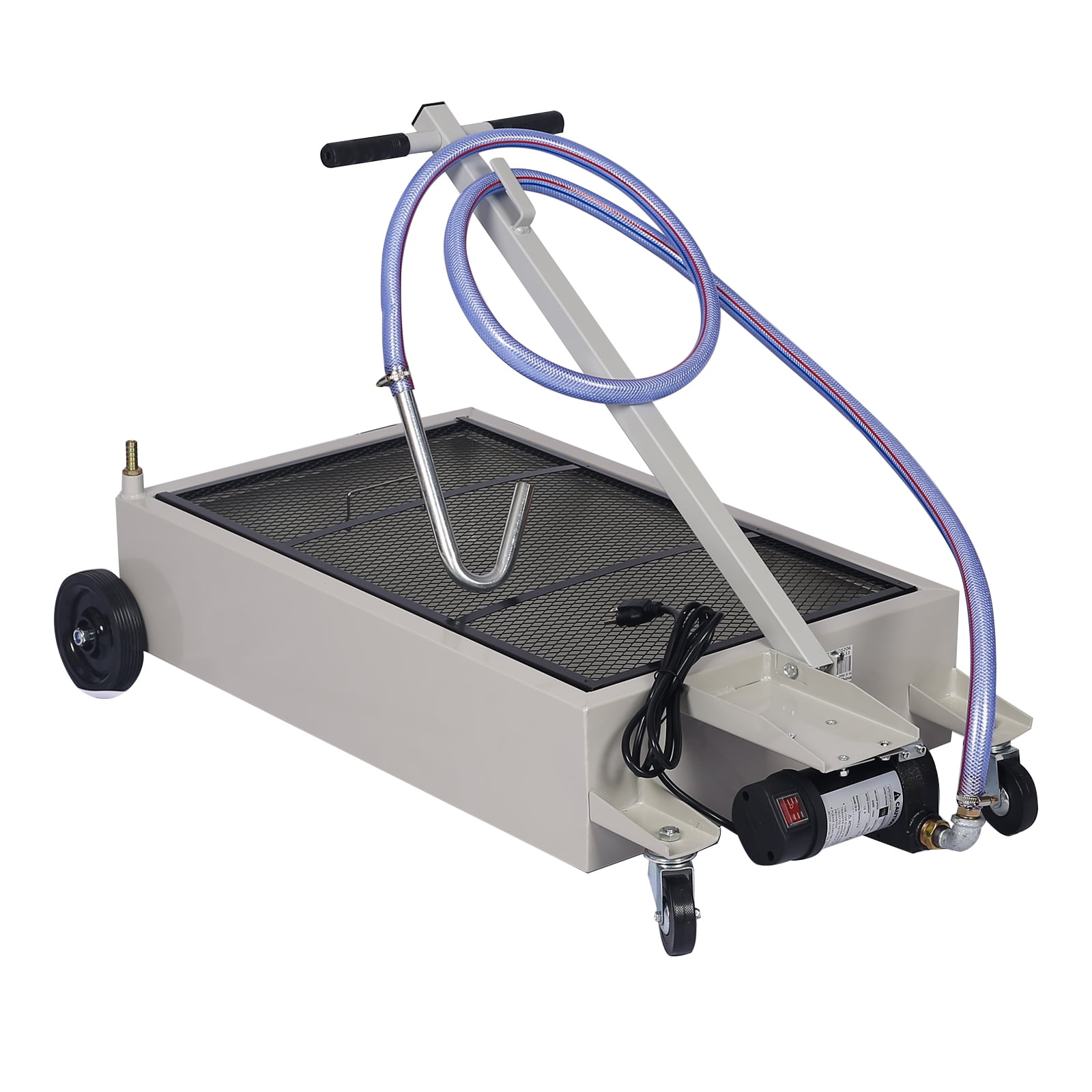 Oil Drain Pan 20 Gallon Oil Drain Tank with Electric Pump, Portable Low Profile Oil Drain Pan, Large Capacity Truck Oil Change Pan with Hose, Swivel Casters Wheels for Car SUV Trucks, Gray