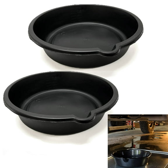 Oil Drain Pan, Black, 6 qt, 2 Count