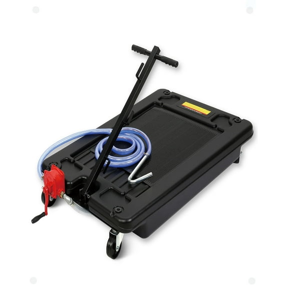 Oil Drain Pan, Heavy Duty Oil Drain Tank with T-Handle, Portable LowPro-fileOil Drain Pan, Large Capacity Truck Oil Change Pan for Car,SUVS and Trucks