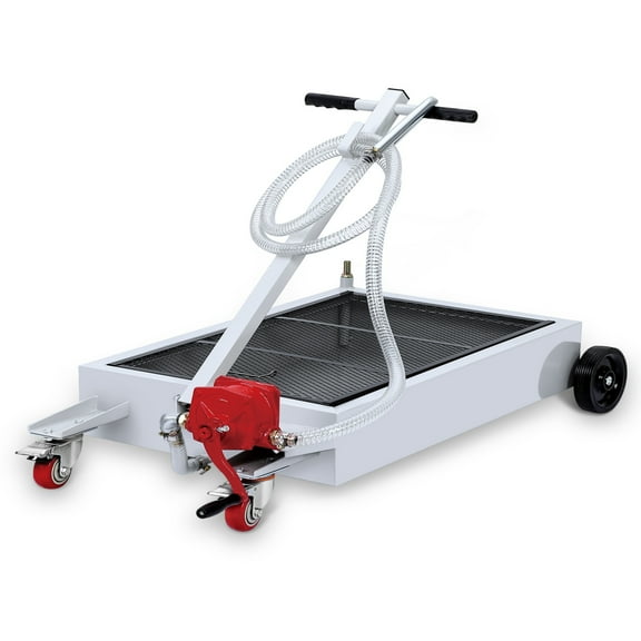 Oil Drain Pan with Hand Pump & 8 Ft Hose, T Folding Handle Oil Drain Cart for Truck Cars SUVs()15 Gallon Or 17 Gallon)
