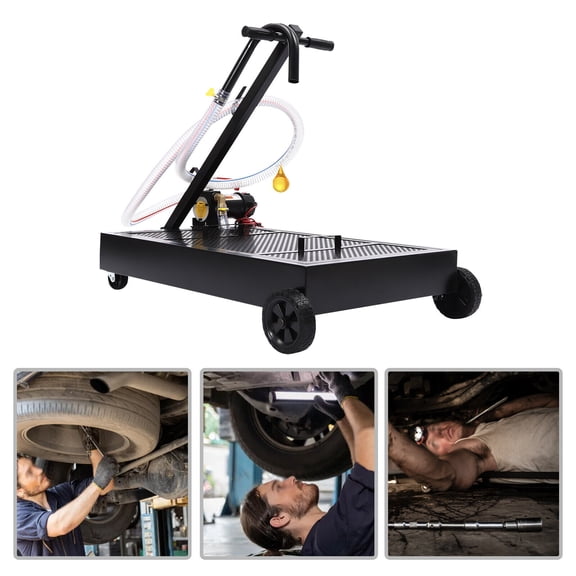 Oil Drain Pan with Pump, Oil Drain Pan, Oil Drain Cart 15 Gal Capacity Tank With a 0-145 Rotatable Handle And Four Wheels
