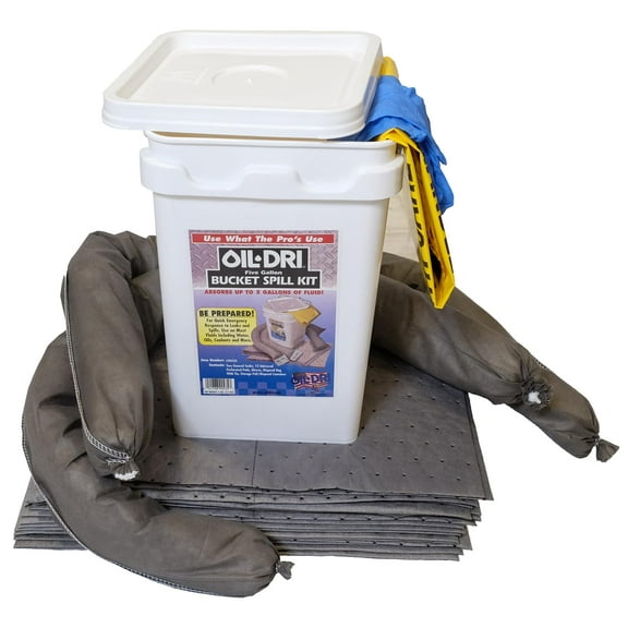 Oil-Dri L90435 Compact Universal 5-Gallon Bucket Spill Kit, 5-Gallon Maximum Absorption Capacity CA1