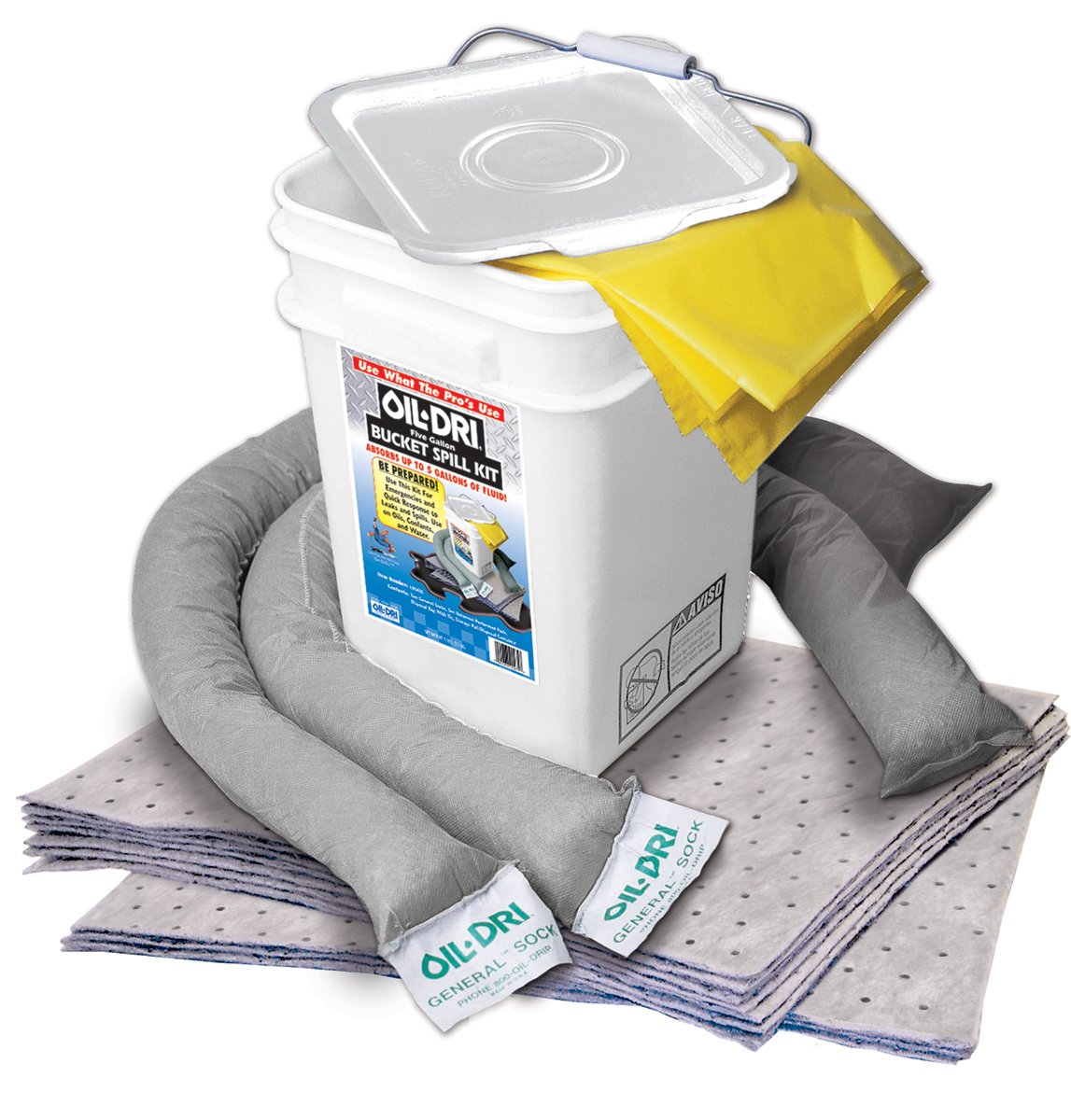 OilDri L90435 Compact Universal 5Gallon Bucket Spill Kit, 5Gallon