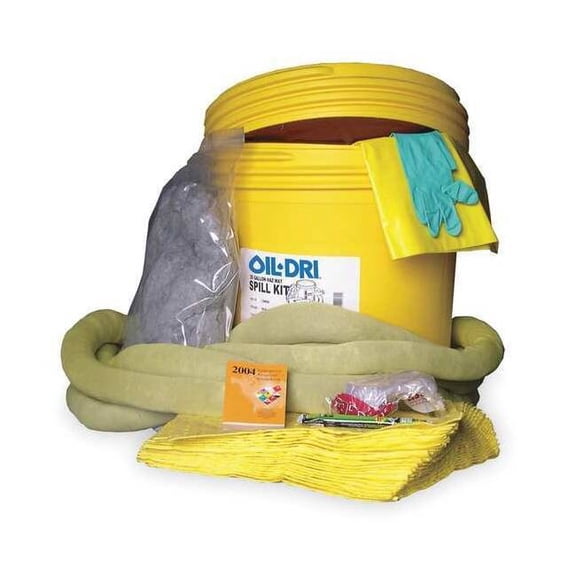 Spill Kit, 21 gal Volume Absorbed per Kit, 20 gal Capacity, Lab Pack, Yellow
