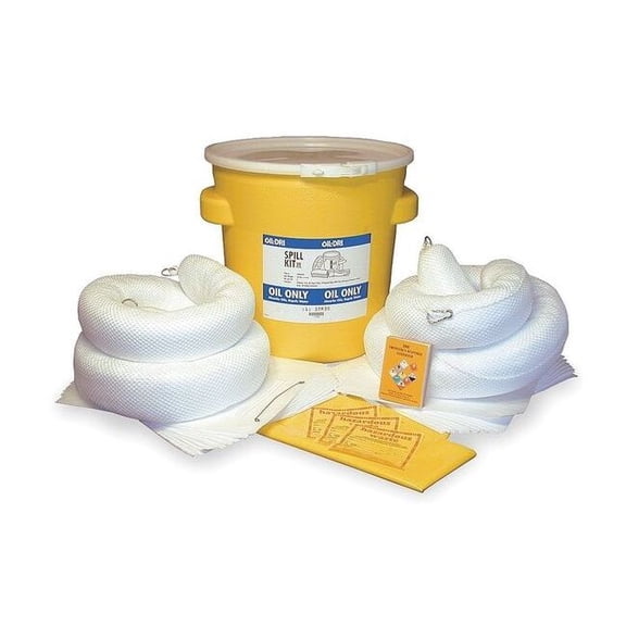 Spill Kit, 16 gal Volume Absorbed per Kit, 20 gal Capacity, Lab Pack, Yellow