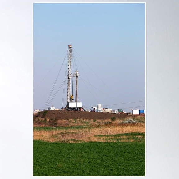 Oil Drilling Rig On Field Poster Wall Art, Modern Wall Decor For Living Room Bedroom, 24x36 UNFRAMED