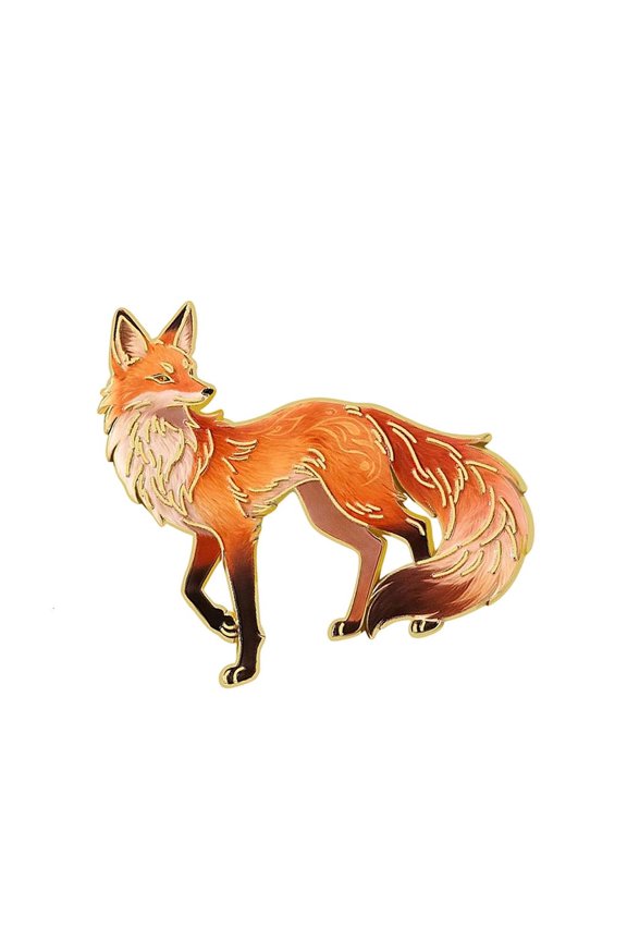 Oil Drip Effect Cartoon Painted Foxy Brooch Alloy Fashion Jewelry Piece Versatile Coat Dress Accessory for Gifts and Out by LUVNIMB
