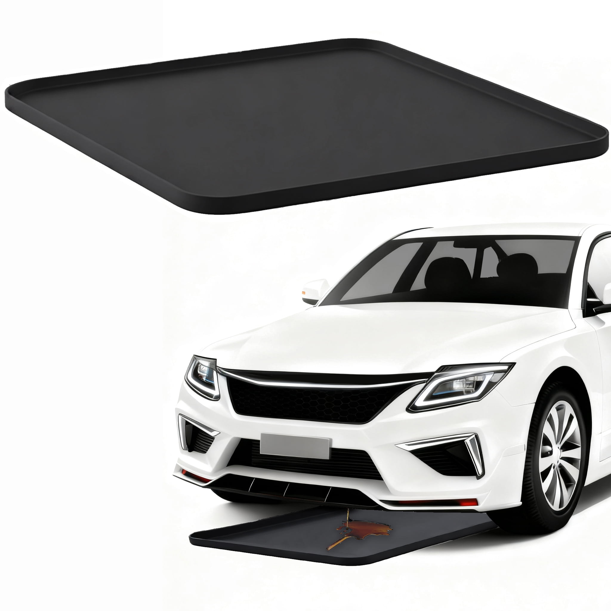 Oil Drip Pan for Under Car, Oil Spill Mat for Garage Floor Driveway Outdoor Oil Drip Tray Waterproof  Silicone Oil Drip Pan No Splatter Non-Slip Oil Catch Pan Easy to Clean Reusable