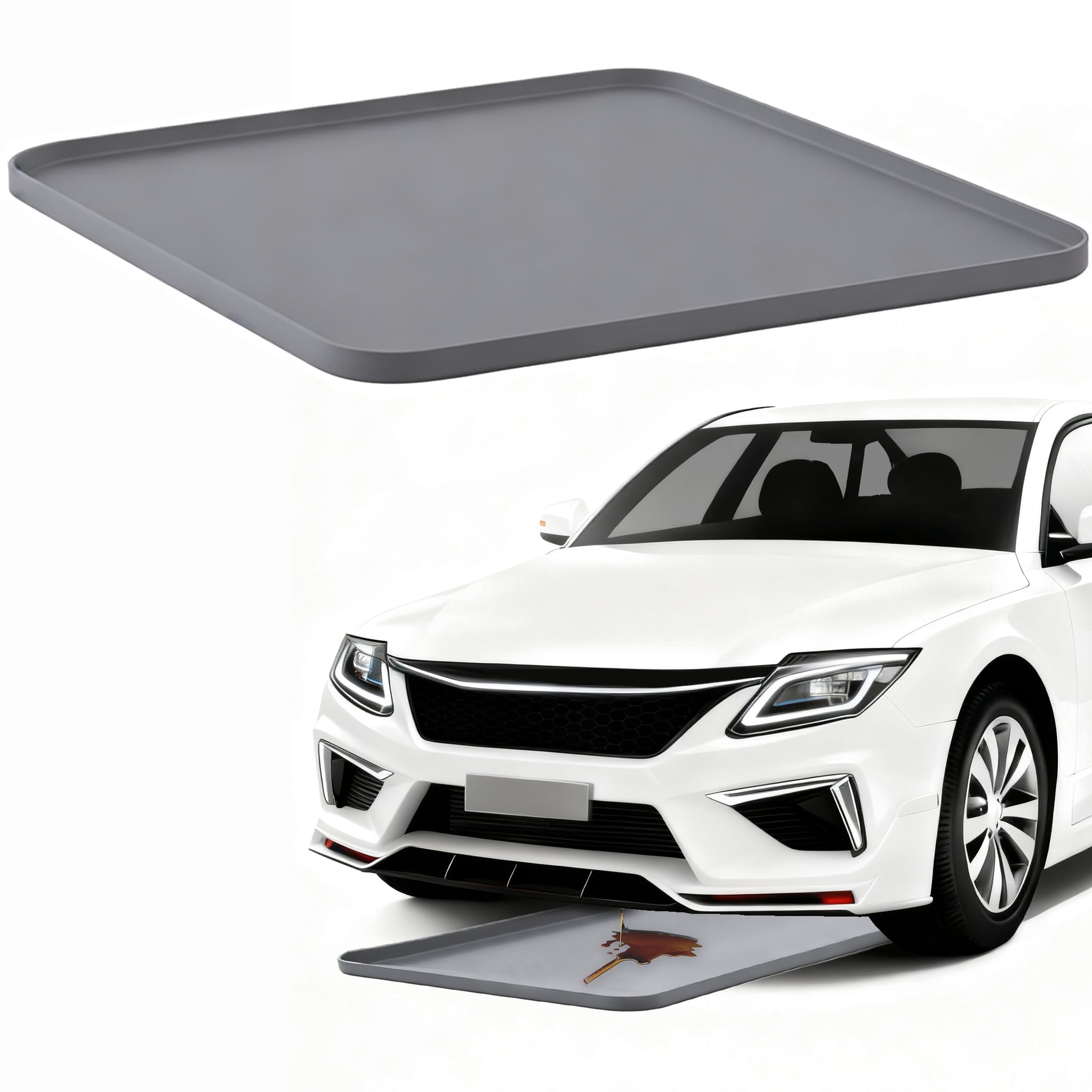 Oil Drip Pan for Under Car, Oil Spill Mat for Garage Floor Waterproof Driveway Outdoor Oil Drip Tray Silicone Oil Drip Pan No Splatter Non-Slip Oil Catch Pan Easy to Clean Reusable